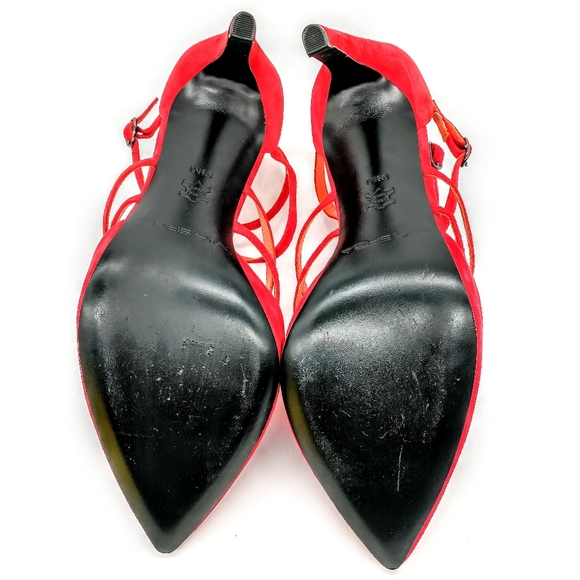 Via Spiga Edita Heels Suede Red Size 9.5 - Picture 4 of 6